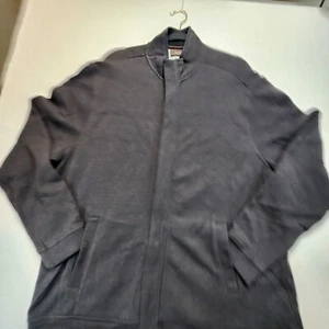 Tasso Elba Jacket 2XL Black Full Hidden Zipper Pockets High Neck 100% Cotton - Picture 1 of 10