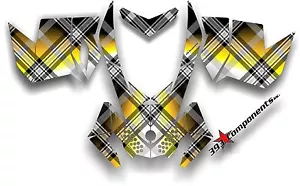 SKI DOO REV XP SNOWMOBILE SLED GRAPHICS DECAL STICKER KIT PLAID YELLOW BLK WHITE - Bild 1 von 1