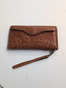 Patricia Nash Geldbörse Kalbsleder braun verziertes Leder Magnetverschluss Taschen a27 - Bild 1 von 13