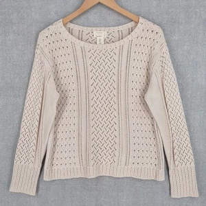 Artelier Nicole Miller maglione donna piccolo beige maglia aperta pullover leggero - Foto 1 di 20