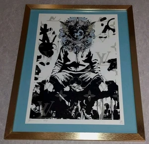 DEATH NYC ltd ed signed FRAMED street graffiti art print 45x32cm Bat Wings Boy - Picture 1 of 2
