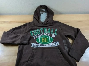 Gap Kids Brown Hoodie Football Size Large 10 Pullover Sweatshirt New - Picture 1 of 6