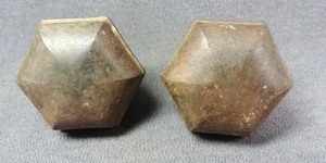 2 viktorianische 1880 Türknöpfe gepresst gestempelt Stahl Sechseck 5 Seiten antike Beschläge - Bild 1 von 12