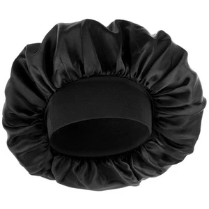 Silk Bonnet for Men, Satin Double Layer Elastic Band Sleep Black  - Picture 1 of 10