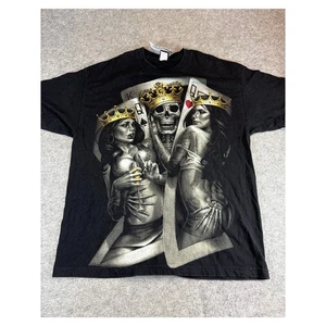 Camisa Ogabel Skeleton King Queen Tarjetas Para Hombres XL Negra Gráfica Camiseta Gótica Grunge - Imagen 1 de 5