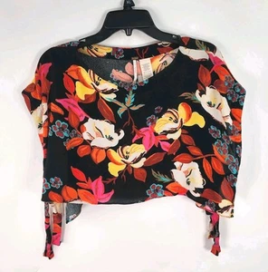 Free People Sundown Shirt Damen M Cut Out Blumen Cropped Boho Strand Top - Bild 1 von 8