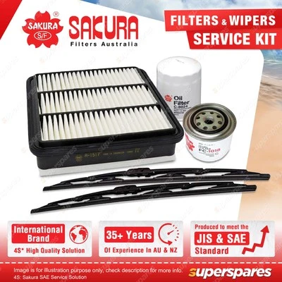 Sakura Front Wiper Blades & Filter Service Kit for Mitsubishi Triton ML MN 2.5L - image 1 of 2