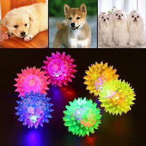 Cane cucciolo gatto giocattolo animale domestico LED cigolante gomma campana da masticare palla riccio giocattoli divertenti 1 pz - Foto 1 di 4