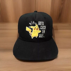 Pikachu Youth Hat Cap Catch Em All Black SnapBack Adjustable Pokémon Nintendo - Picture 1 of 14
