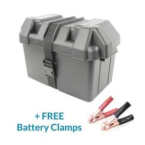 Large Leisure Battery Box for Group 27M Batteries + FREE Battery Clamps - Picture 1 of 3