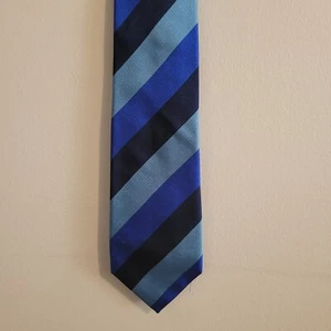 Cravatta Charles Tyrwhitt Made in China 100% seta uomo righe blu lusso classica - Foto 1 di 5