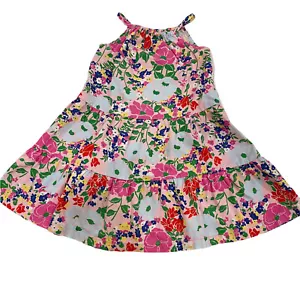 Hanna Andersson Floral Tiered Dress Cute Preppy 100cm Sz US 4 100% cotton - Picture 1 of 8