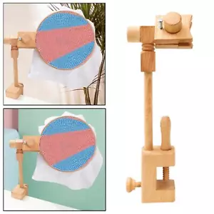 Wood Embroidery Hoop Stand Rotated Table Cross Stitch 20cm Beige - Picture 1 of 7