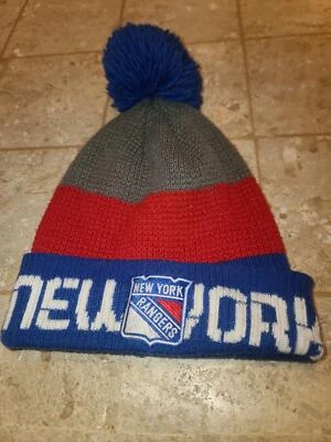 NEW YORK RANGERS REEBOK INVIERNO TEJIDO SOMBRERO GORRO POM POM ESQUÍ HOMBRE UNISEX NHL MSG Foto 1 de 4