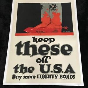 Keep These Off The USA - Póster original de la Primera Guerra Mundial de 1917 por John Norton forrado de lino - Imagen 1 de 7
