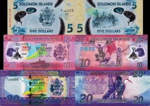 ISOLE SOLOMON - Solomon Island Lotto 3 banconote 5/10/20 dollars FDS - UNC - Picture 1 of 1