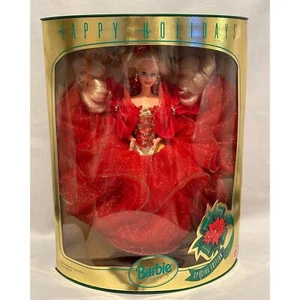 Barbie Doll Special Edition 1993 poinsettia red and gold Happy Holidays 10824 - Picture 1 of 9