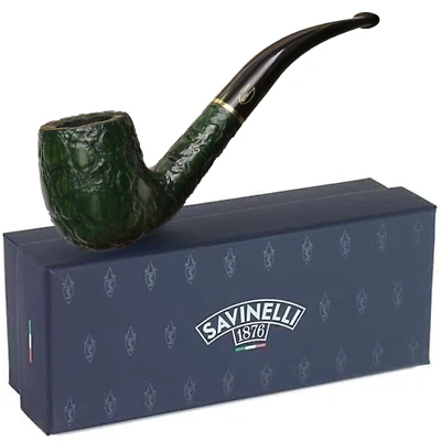 Savinelli Alligator Green 606 KS - Pipa de tabaco Briar hecha a mano de billar única Foto 1 de 4