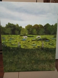 ORIGINAL 30x24 West Columbia Texas Ölgemälde Blue Bonnets 1/1 Texas Künstler! - Bild 1 von 7