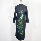 Vintage 1970s Handmade Traditional Ao Dai Sequin Peacock Tunic Womens size US X-