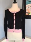 Collectif Black and Pink Cropped Cardigan with Bow Detail Sz UK12 US M