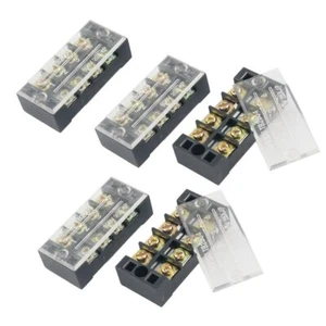 5 Pcs Dual Row 4 Position Covered Screw Terminal Strip 600V 25A - Picture 1 of 2