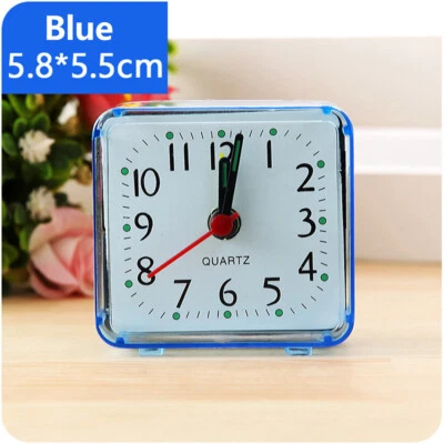 Small Travel Alarm Clock Analog Battery Operated Silent No Ticking Snooze Light - Image 1 of 4