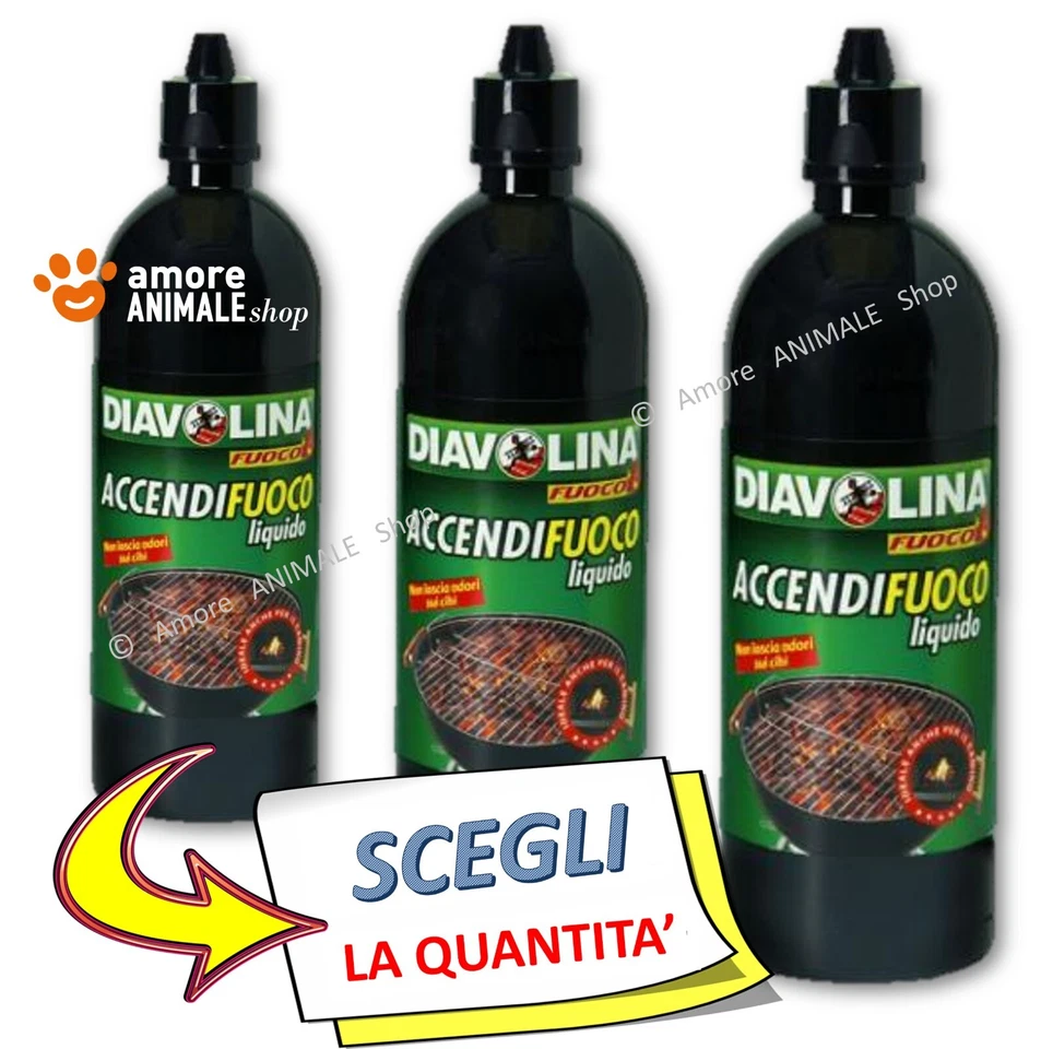 Diavolina ACCENDIFUOCO LIQUIDO → 750 ml Gel Accendi Fuoco per Barbecue e Camini