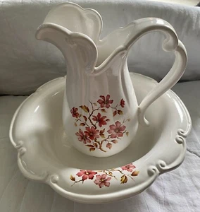 Vintage Haeger 4235 USA Wash Basin & Matching Royal Haeger Pitcher NICE EUC - Picture 1 of 12