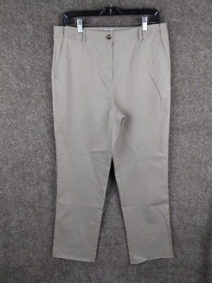 NEW LL Bean Classic Fit Pants Women 12 Medium Tall Beige High Rise *Raw Hem Desc - Image 1 of 4