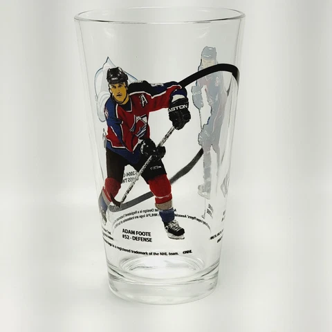 Colorado Avalanche 16oz Glass Cup Adam Foote #52/Rob Blake #4 Defense ARBYS 2004 Cover