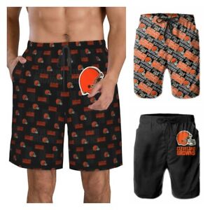 Cleveland Browns Men's Beach Shorts Quick Drying Swim Shorts with Pockets