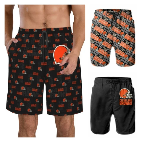 Cleveland Browns Men's Beach Shorts Quick Drying Swim Shorts with Pockets Cover