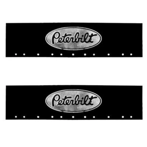 Peterbilt Black & Silver 6" x 24" Semi Truck Mud Flap-quarter Fender Flaps-Pair - Picture 1 of 2