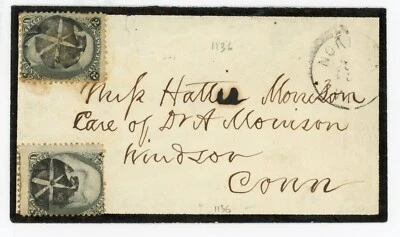 United States 1868 2c Andrew Jackson Sc#87 on Norfolk, Va Mourners Cover RARE - Image 1 of 2