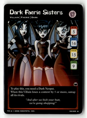 Neopets TCG - Dark Faerie Sisters 55/200 - RARE - Travels in Neopia 2006 - Image 1 of 2