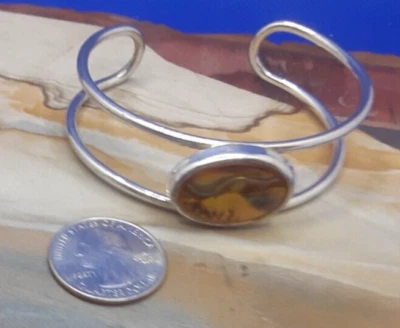 Brazalete brazalete espiral envuelto en alambre de plata cabujón relleno de resina 6/12-8 Foto 1 de 4