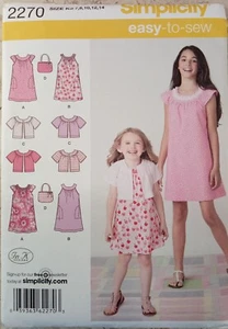 Simplicity 2270 In K Dress Jacket Yoke Sew Pattern UNCUT Child 7 8 Girl 10 12 14 - Picture 1 of 7