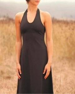 PATAGONIA Women Morning Glory Dress S Black Halter Outdoor Active Tie Back EPOC - Picture 1 of 9