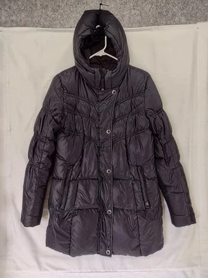 Prana женщин XS длинный пуховик Куртка Пальто вниз перо молнии Snap (пятно внутри подкладка - Изображение 1 из 4