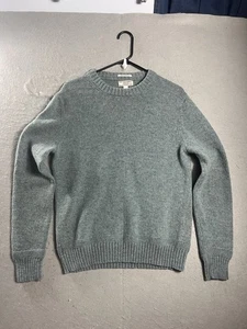 Wallace & Barnes Sweater Mens Small Shetland Wool Elbow Patch Oatmeal Crewneck - Picture 1 of 9