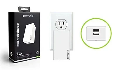 Mophie Dual Wall Car Charger 4.2A 2 USB Ports White Fast Delivery UK - Image 1 of 4