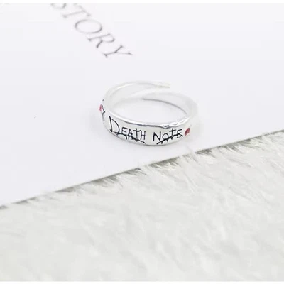 Anel Death Note metal anime não oficial merch cor aço tamanho redimensionável  - Imagem 1 de 4
