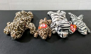 Sommersprossen der Leopard und Blizzard der Tiger Ty Beanie Baby Teenie Baby Paket - Bild 1 von 16