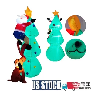 Árbol de Navidad inflable de 6 pies con perro de Papá Noel con iluminación LED para fiesta de Navidad - Imagen 1 de 12
