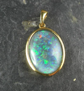 Anhänger Kette vergoldet wohl Opal 925er Sterling Silber - Picture 1 of 2