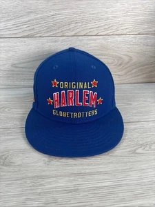 Harlem Globetrotter Hut Ringe & Kronen nicht verstellbar Größe 7 5/8 flache Krempe blaue Kappe Erwachsene - Bild 1 von 11