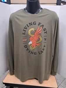 Harley-Davidson Uomo Living Fast Dying Last Manica Lunga Rivenditore T NUOVO con ETICHETTE - Foto 1 di 5