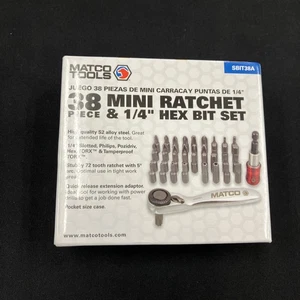 Matco 38 Mini Ratsche Schnellspanner Verlängerung und Bit Set NEU SBIT38A - Bild 1 von 3