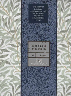 William Morris & Company King Sheet Set Willow Bough Sage Green 4pc Cottage - Image 1 of 4